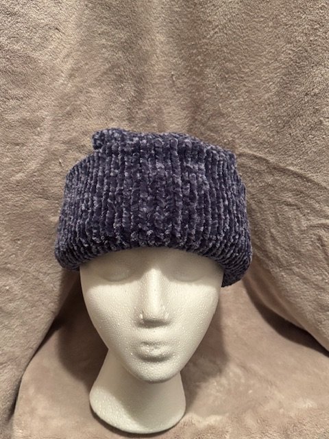 Big Sandy Beanies (Super Soft Velvet in Indigo Knitted Hat)