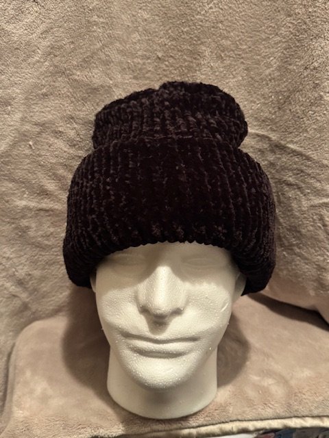 Big Sandy Beanies (Super Soft Velvet in Midnight Black Knitted Hat)